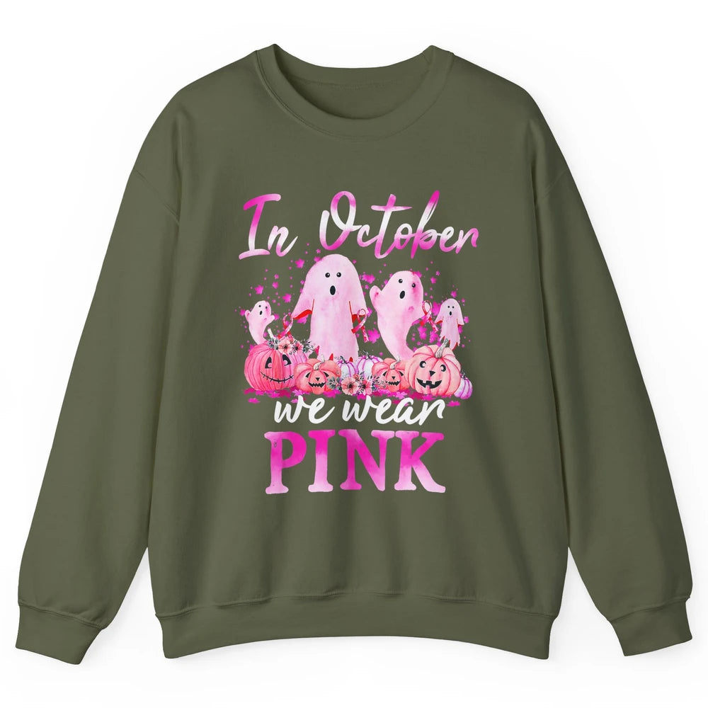 October Wear Ghost Boo Pink Ribbon Breast Cancer Awareness Unisex Crewneck Sweatshirt