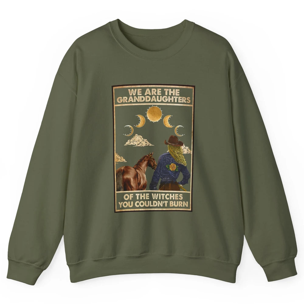 We're The Granddaughters Of Witches Western Cowgirl Horse Unisex Crewneck Sweatshirt