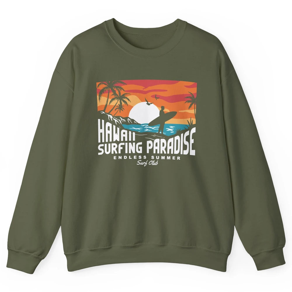 Retro Hawaii Palms Surfing Paradise Surf Club Endless Summer Unisex Crewneck Sweatshirt