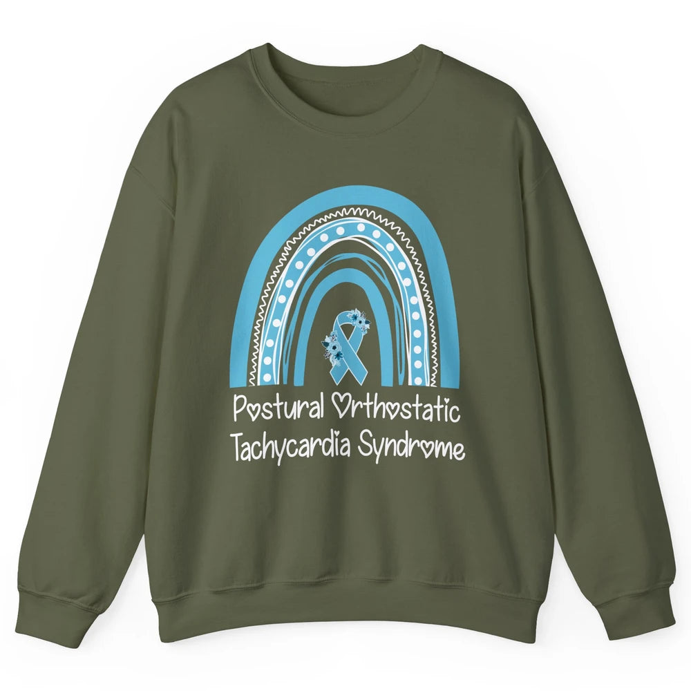 Postural Orthostatic Tachycardia Syndrome Turquoise Rainbow Unisex Crewneck Sweatshirt
