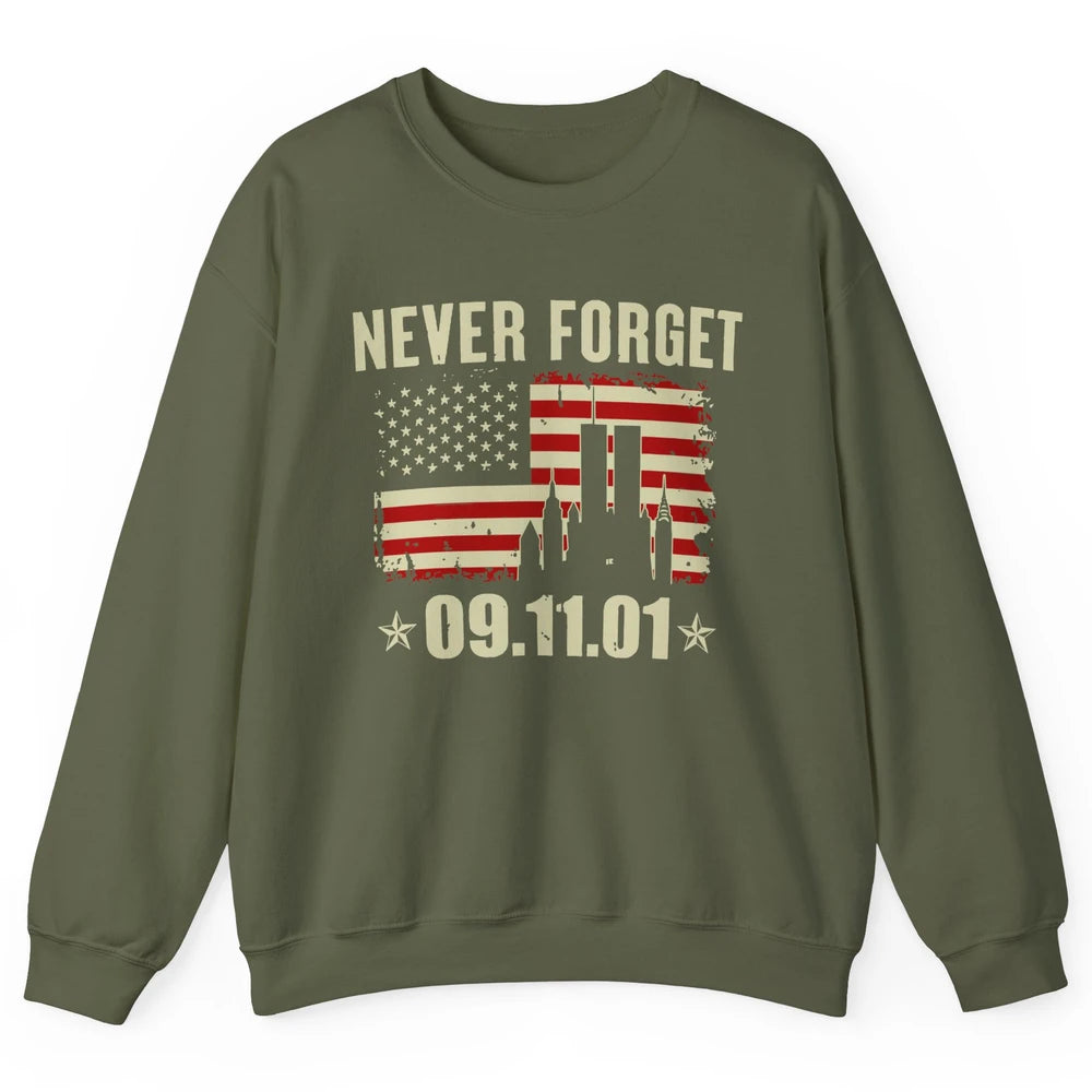 Retro Never Forget 911 American Flag Patriotic Memorial Gift Unisex Crewneck Sweatshirt
