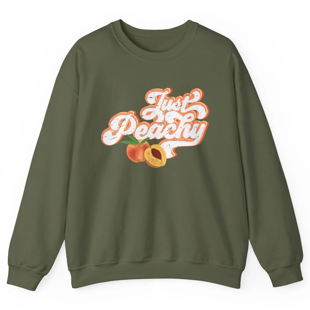 Retro Just Peachy Retro 70s Georgia Peaches Summer Fruit Unisex Crewneck Sweatshirt