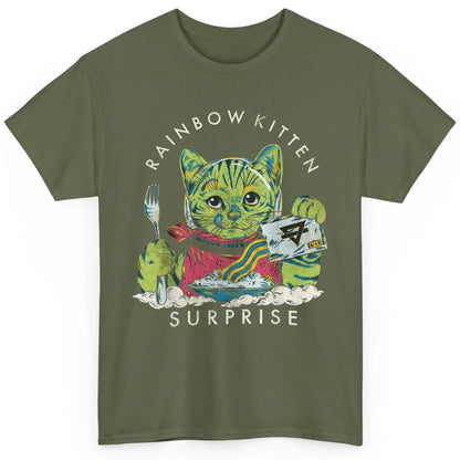 Retro Rainbow Kitten Surprise Gothic Halloween Funny Cat Pet Classic Unisex T-Shirt