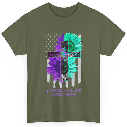 PNES Awareness Faith Hope Love Jesus Cross US Flag Ribbon Classic Unisex T-Shirt