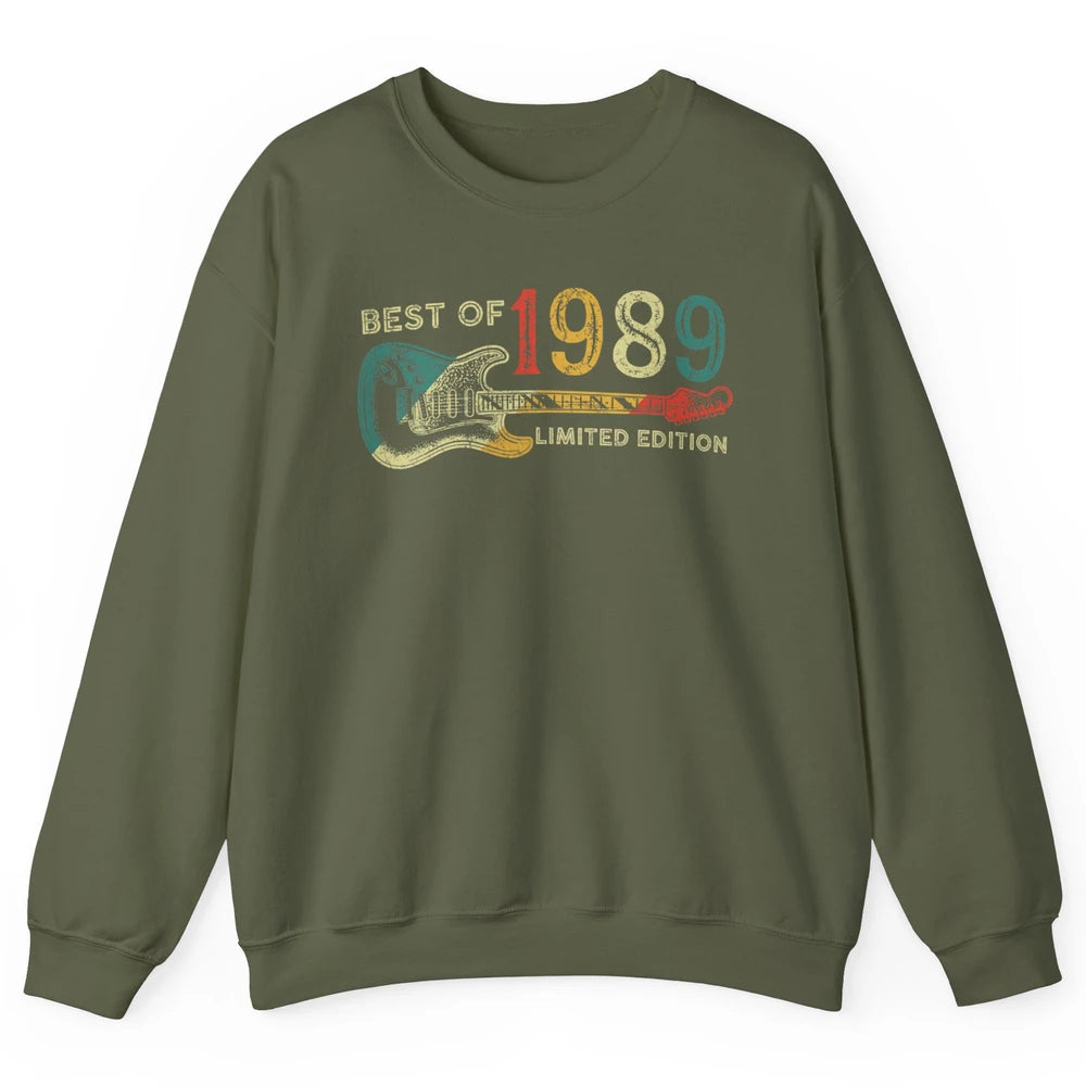 Retro 1989 Electric Guitar Birthday Guitarist Vintage 80s Unisex Crewneck Sweatshirt