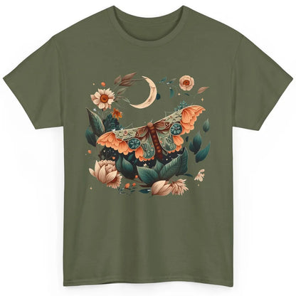 Retro Floral Moth Moon Butterfly Boho Moth Lovers Gift Classic Unisex T-Shirt