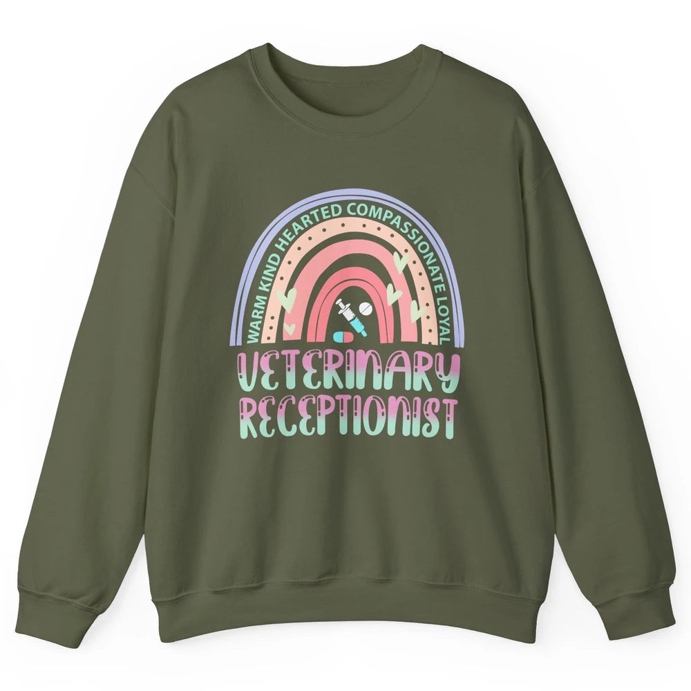 Pink Rainbow Veterinarian Receptionist Dog Recue Dog Mom Unisex Crewneck Sweatshirt