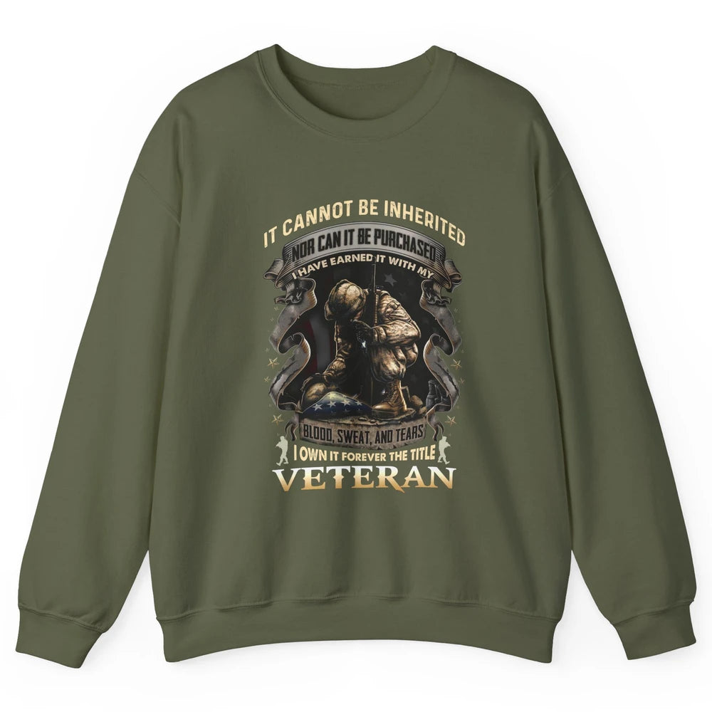Proud American Veteran It Can't Be Heritated US Soldier Gift Unisex Crewneck Sweatshirt