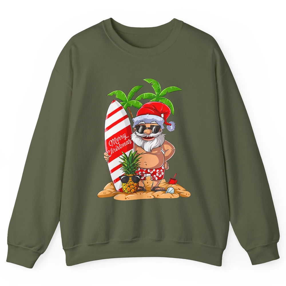 Christmas in July Santa Hawaii Surfing Summer Christmas Unisex Crewneck Sweatshirt