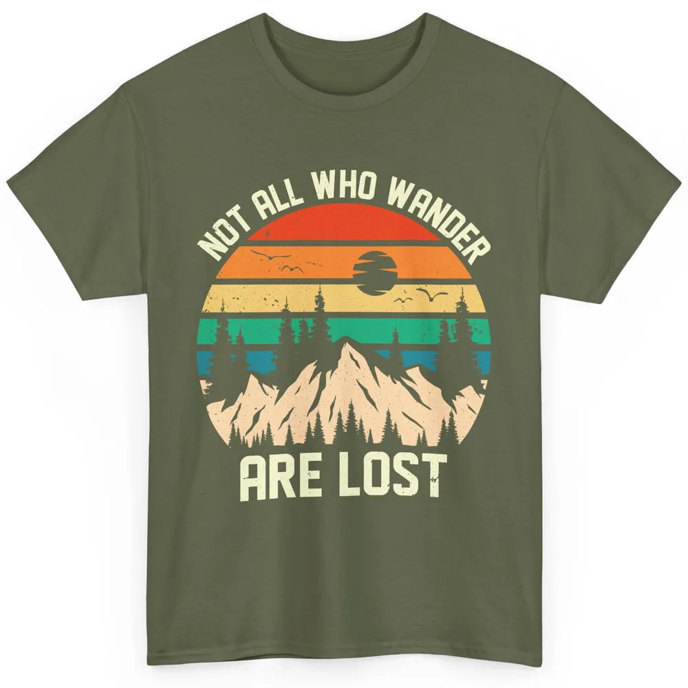Retro Mountain Sunset Camping Not All Who Wander Are Lost Classic Unisex T-Shirt