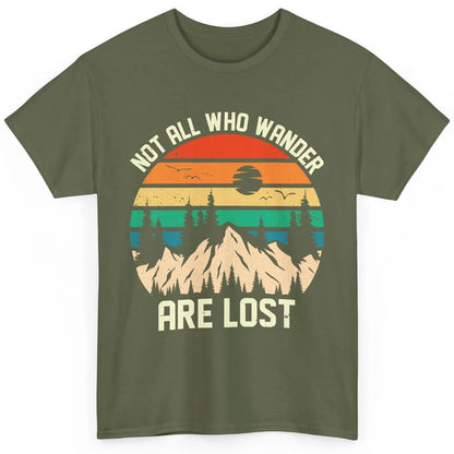 Retro Mountain Sunset Camping Not All Who Wander Are Lost Classic Unisex T-Shirt