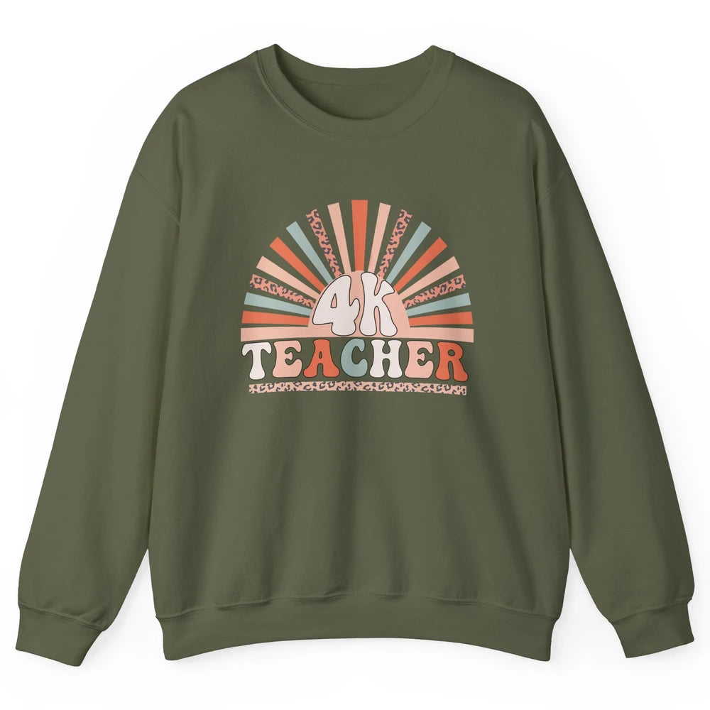 Retro 4k Teacher Kindergarten Back to School Pre-K Teacher Unisex Crewneck Sweatshirt