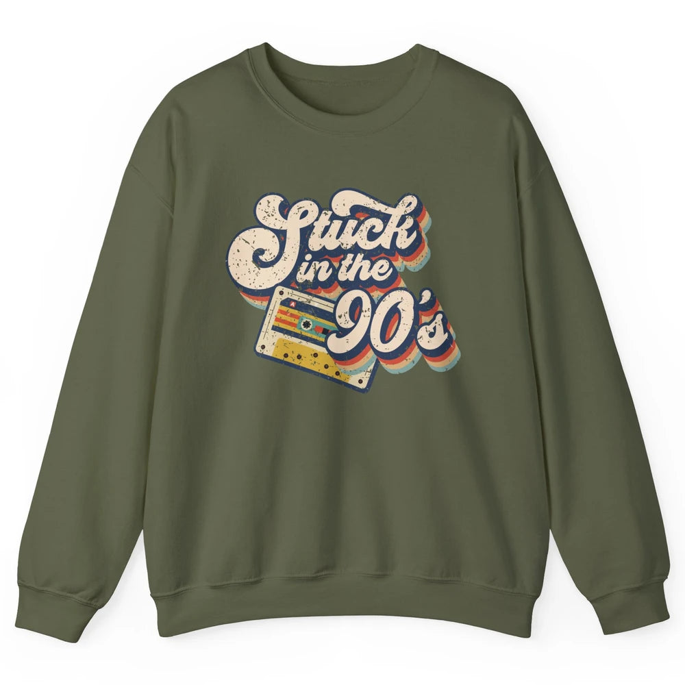 Retro Cassette Stuck In The 90s 1990s Born Birthday Day Gift Unisex Crewneck Sweatshirt