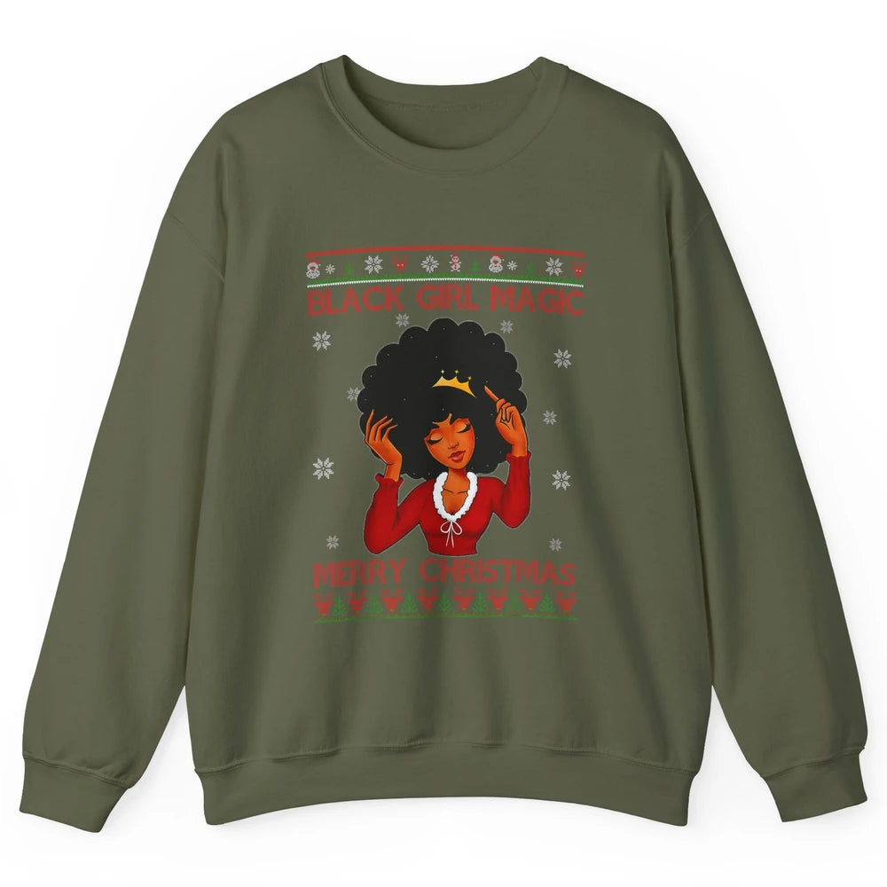 Ugly African Girl American Melanin Christmas Santa Hat Afro Unisex Crewneck Sweatshirt