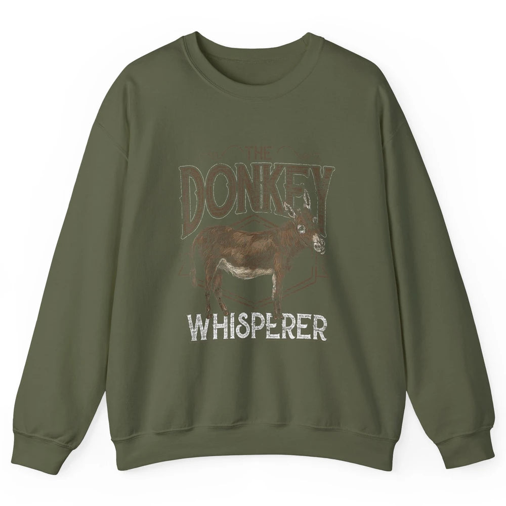 Retro Donkey Whisperer Farming Life Farm Animal Funny Donkey Unisex Crewneck Sweatshirt