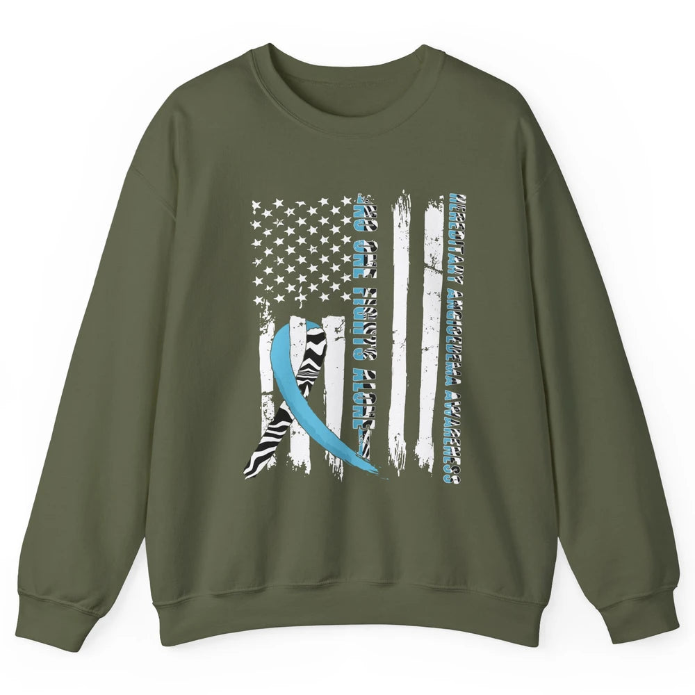 Retro Hereditary Angioedema No One Fight Alone Zebra Ribbon Unisex Crewneck Sweatshirt