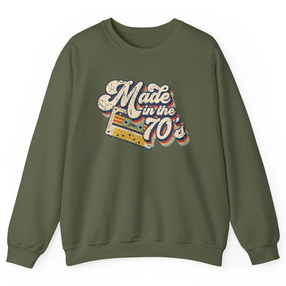 Retro Cassette Made In The 70's 1970s Born Birthday Day Gift Unisex Crewneck Sweatshirt