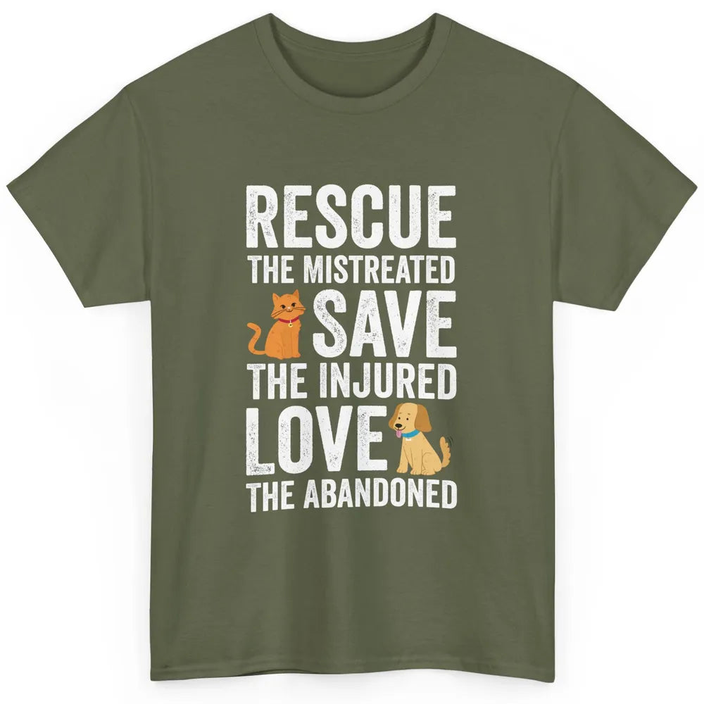 Rescue Mistreated Save Injured Adopt Dog Cat Animal Rescuer Classic Unisex T-Shirt