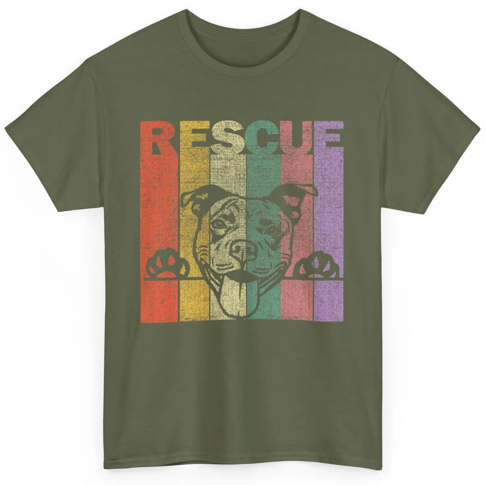 Rescue Dog Pitbull Puppy Adopt Vintage Funny Pet Rescuer Mom Classic Unisex T-Shirt