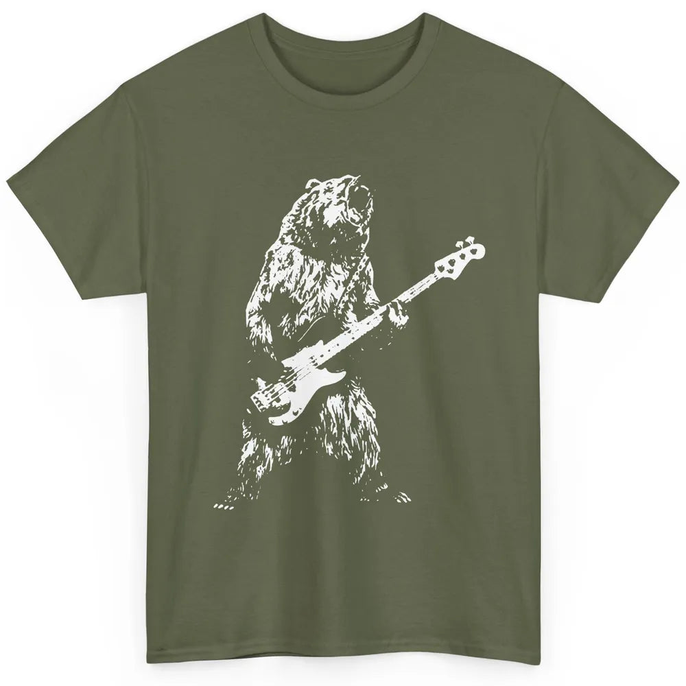 Retro Bear Playing Bass Guitar Bear Guitarist Music Lovers Classic Unisex T-Shirt