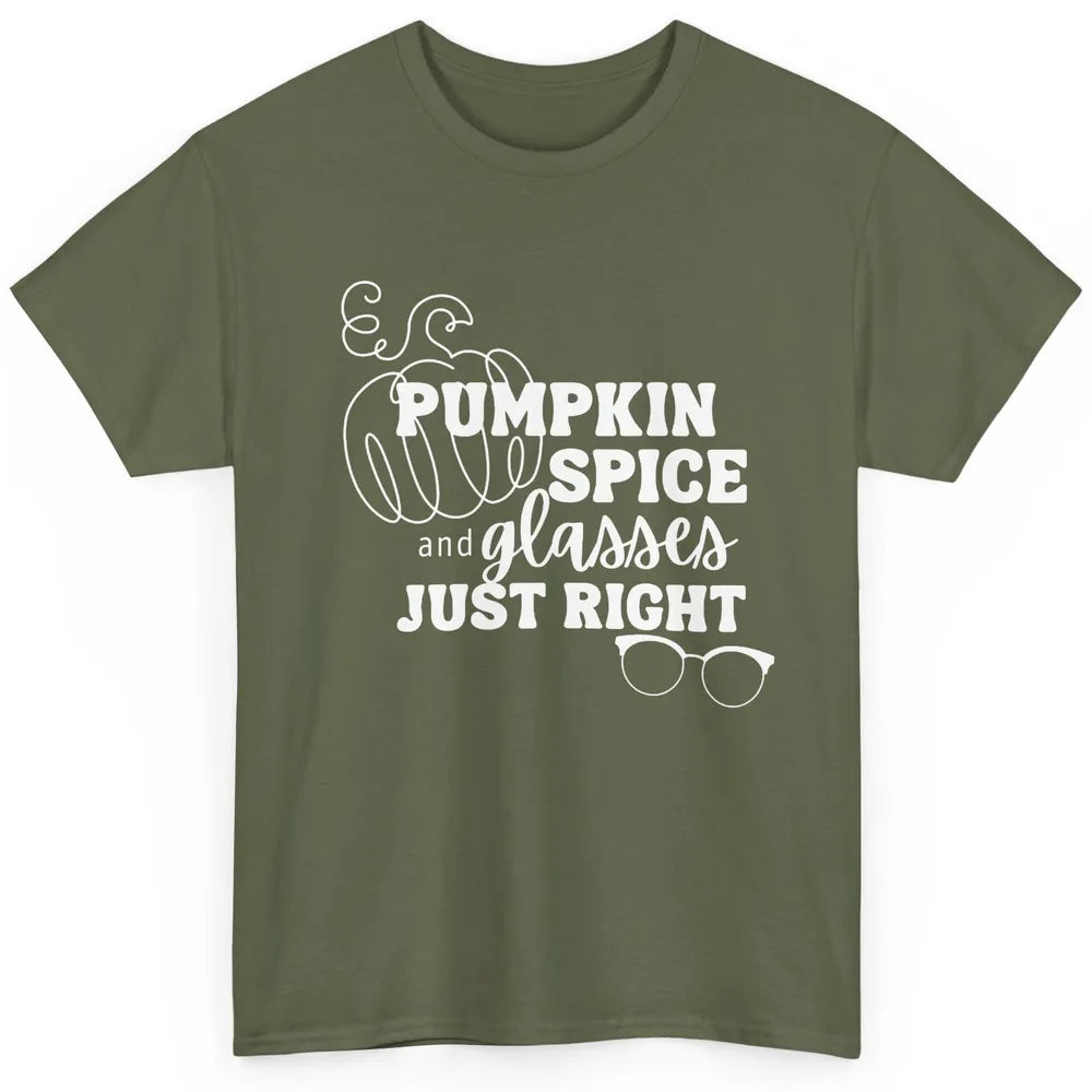 Optometrist Pumpkin Spice Glasses Just Right Optician Fall Classic Unisex T-Shirt
