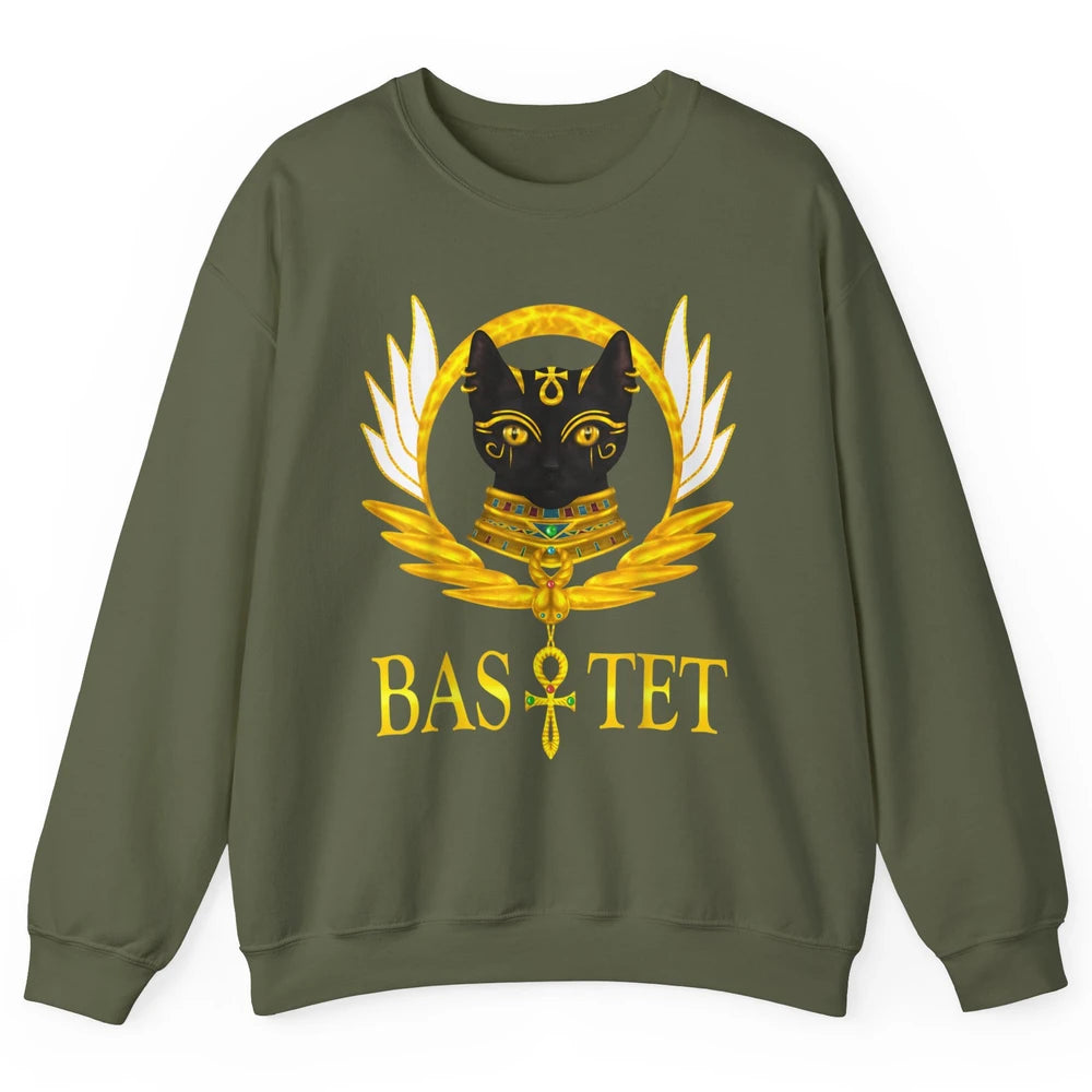 Retro Ancient Egyptian Cat Egypt Goddess Bastet Wings Horus Unisex Crewneck Sweatshirt