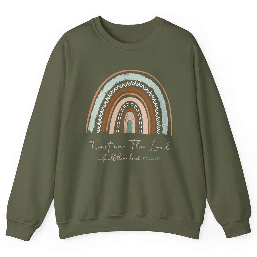 Rainbow Trust In The Lord With All Heart Christian Religious Unisex Crewneck Sweatshirt