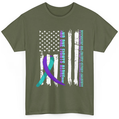 PNES Awareness Purple Teal Ribbon No One Fight Alone US Flag Classic Unisex T-Shirt