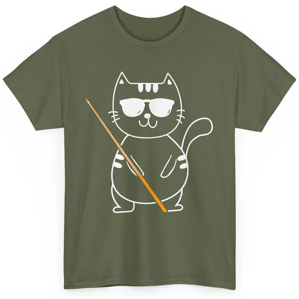 Pool Player Cool Cat Sunglasses Eight Balls Pool Snooker Pun Classic Unisex T-Shirt