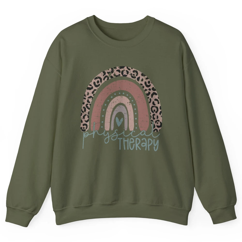 Retro Physical Therapy Rainbow Physical Therapist PT Leopard Unisex Crewneck Sweatshirt