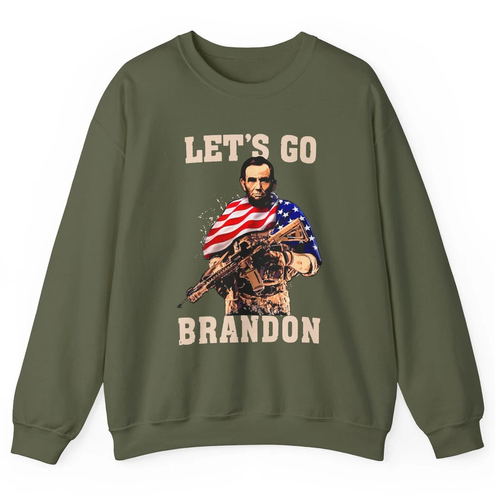 Abraham Lincoln US Flag Lets Go Brandon Conservative Liberal Unisex Crewneck Sweatshirt