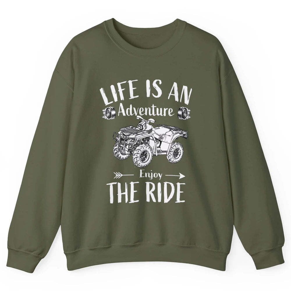 Retro Enjoy The Ride ATV Rider UTV Mud Riding SXS Offroad Unisex Crewneck Sweatshirt