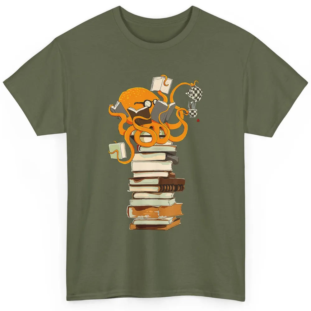 Reading Books Octopus Tea Coffee Sea Animal Marine Bookish Classic Unisex T-Shirt