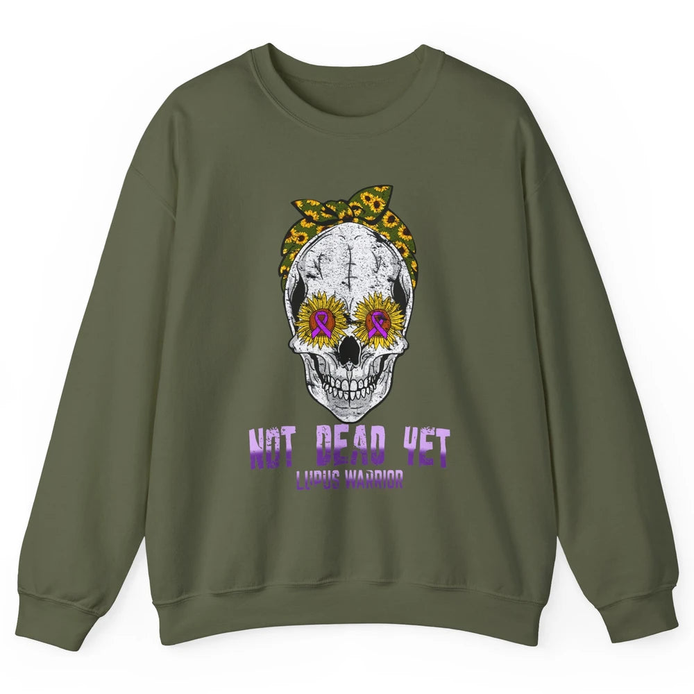 Not Dead Yet Skull Lupus Awareness Funny Sunflower Skeleton Unisex Crewneck Sweatshirt