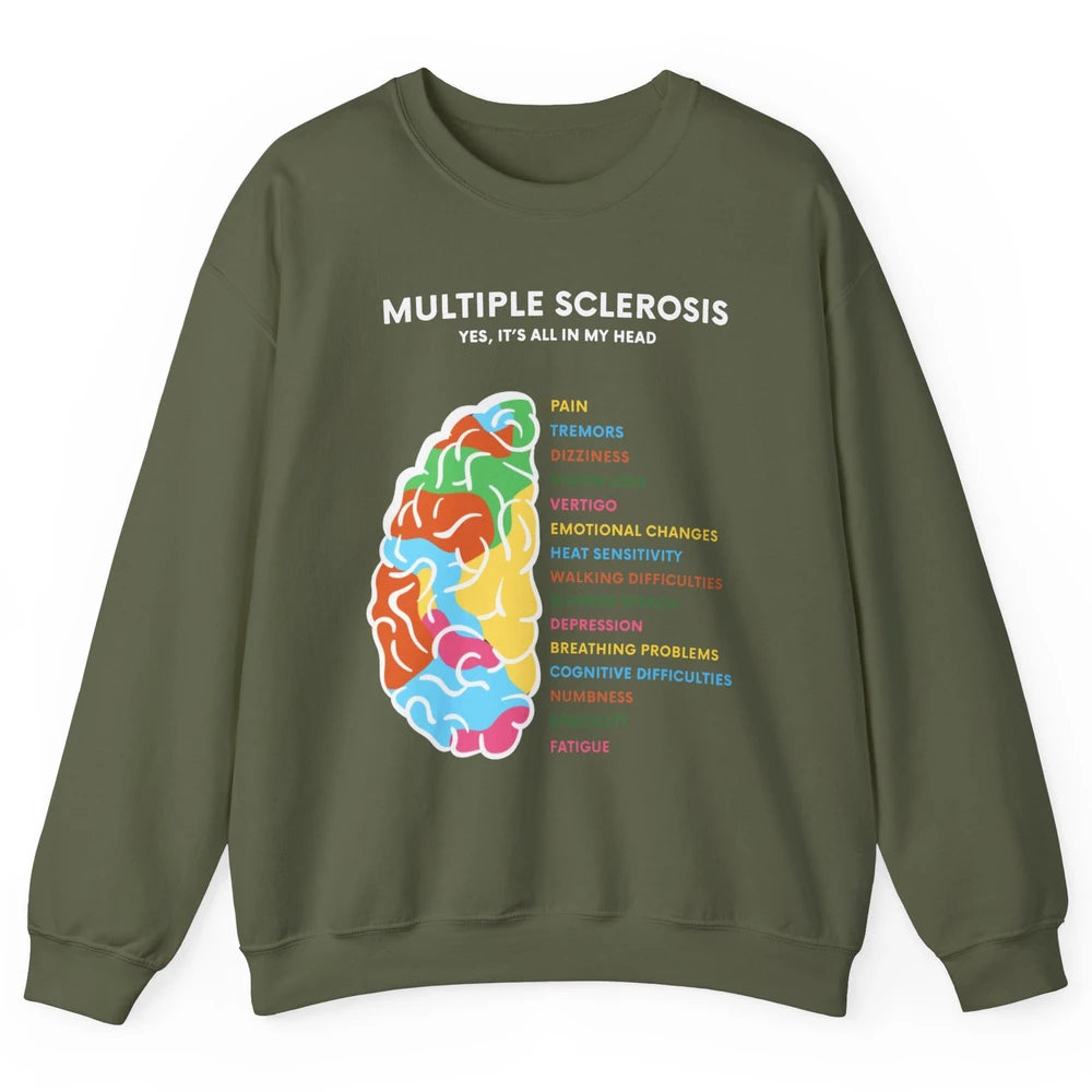 Multiple Sclerosis Awareness Its All In My Head Ms Ribbon Unisex Crewneck Sweatshirt