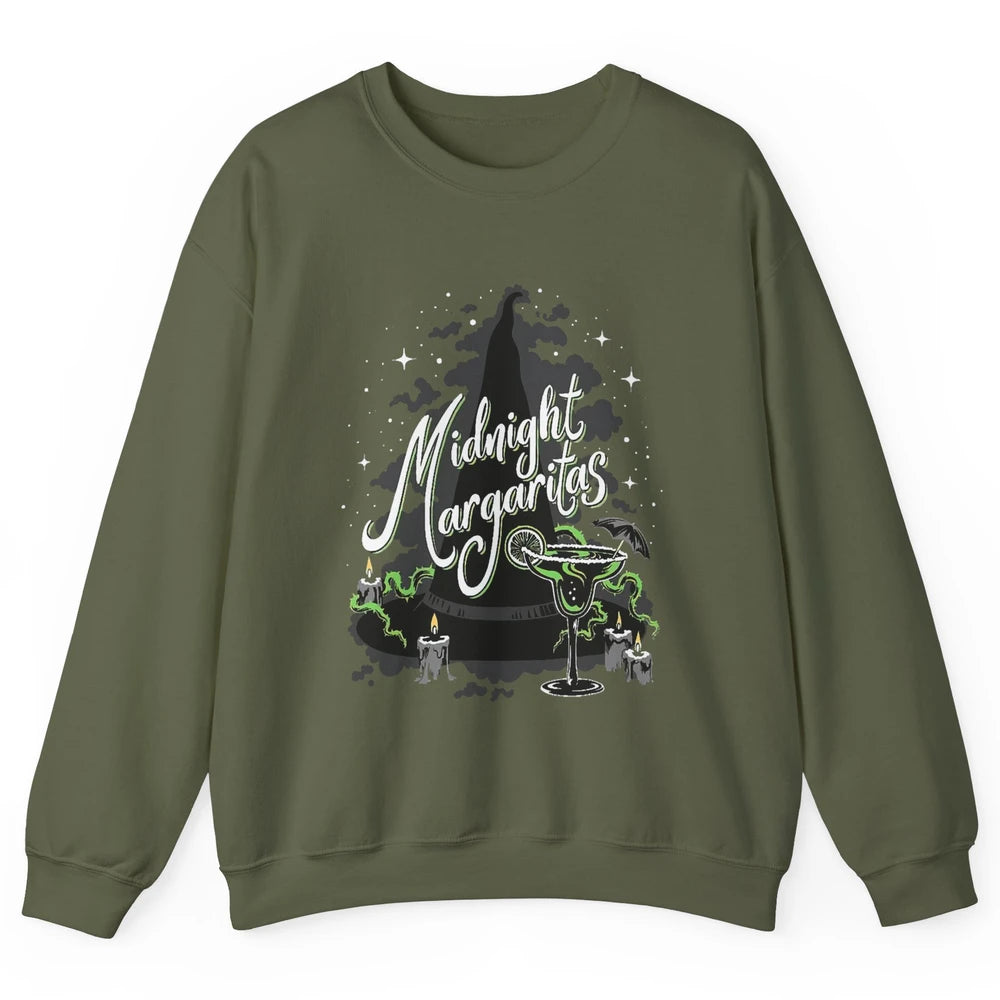 Midnight Margaritas Witch Hat Wine Halloween Spooky Party Unisex Crewneck Sweatshirt