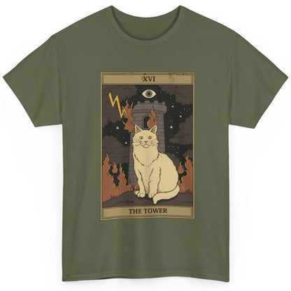 Retro Halloween Cat Witch The Tower Tarot Card Witchcraft Classic Unisex T-Shirt
