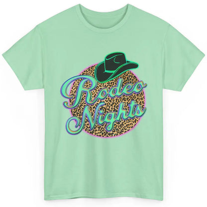 Retro Leopard Cowboy Hat Rodeo Night Western Country Cowgirl Classic Unisex T-Shirt