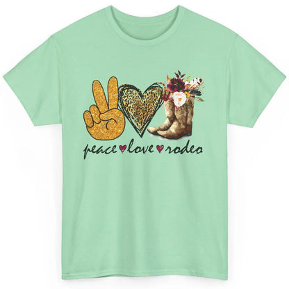 Retro Peace Love Rodeo Cowboy Boots Western Country Cowgirl Classic Unisex T-Shirt