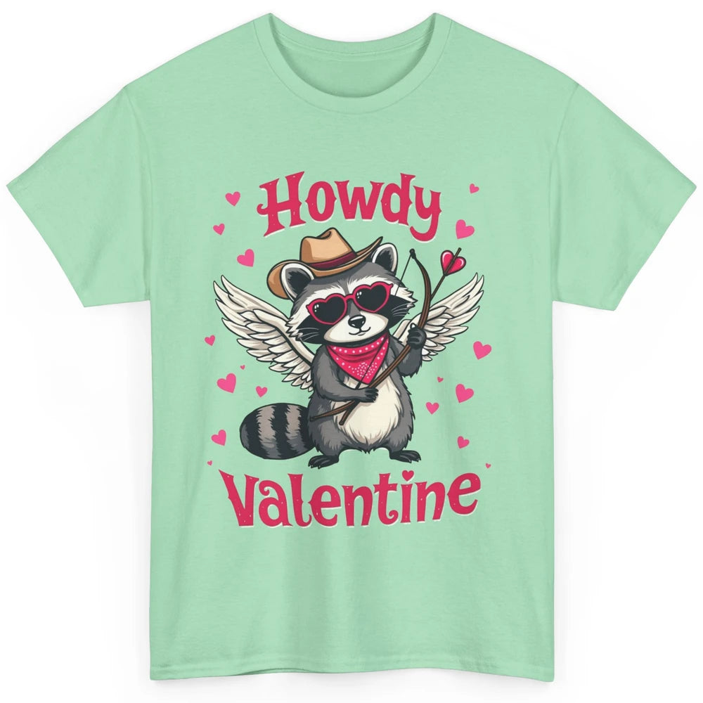 Howdy Valentine Cowboy Hat Cupid Raccoon Funny Opossum Love Heart Cute Western Possum Rodeo Classic Unisex T-Shirt