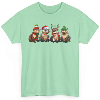 Otters Christmas Lights Sea Animal Christmas Otter Lovers Classic Unisex T-Shirt
