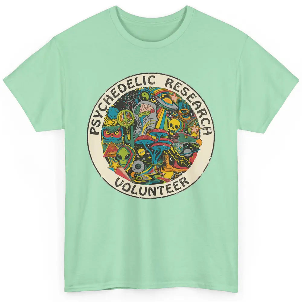 Retro Design Research Volunteer Psychedelic Mushroom Vintage Classic Unisex T-Shirt