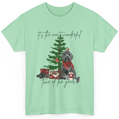 Black Golden Labradoodle Christmas Tree Most Wonderful Time Classic Unisex T-Shirt