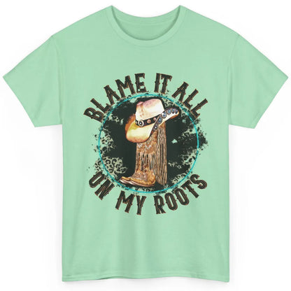 Retro Leopard Cowboy Boots Blame It On My Roots Western Girl Classic Unisex T-Shirt
