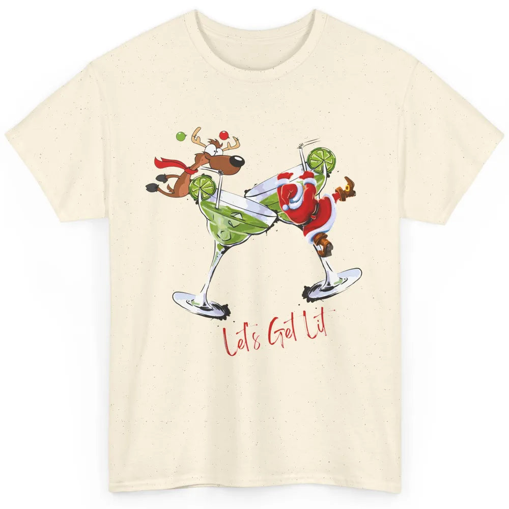Party Santa & Reindeer Cocktail Glasses Let's Get Lit Xmas Classic Unisex T-Shirt