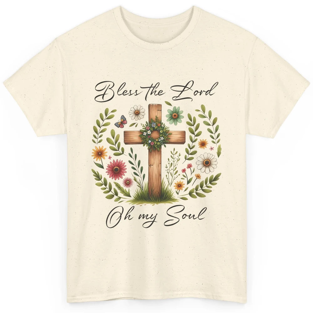 Bible Verse Bless The Lord Oh My Soul Christian Cross Retro Jesus Christ Church Classic Unisex T-Shirt