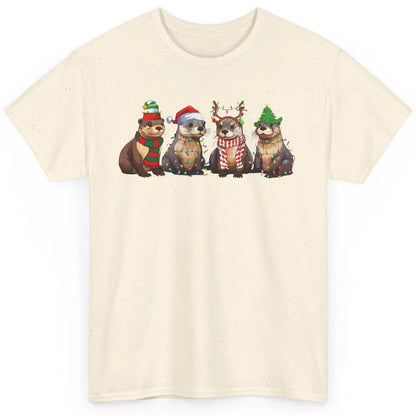 Otters Christmas Lights Sea Animal Christmas Otter Lovers Classic Unisex T-Shirt