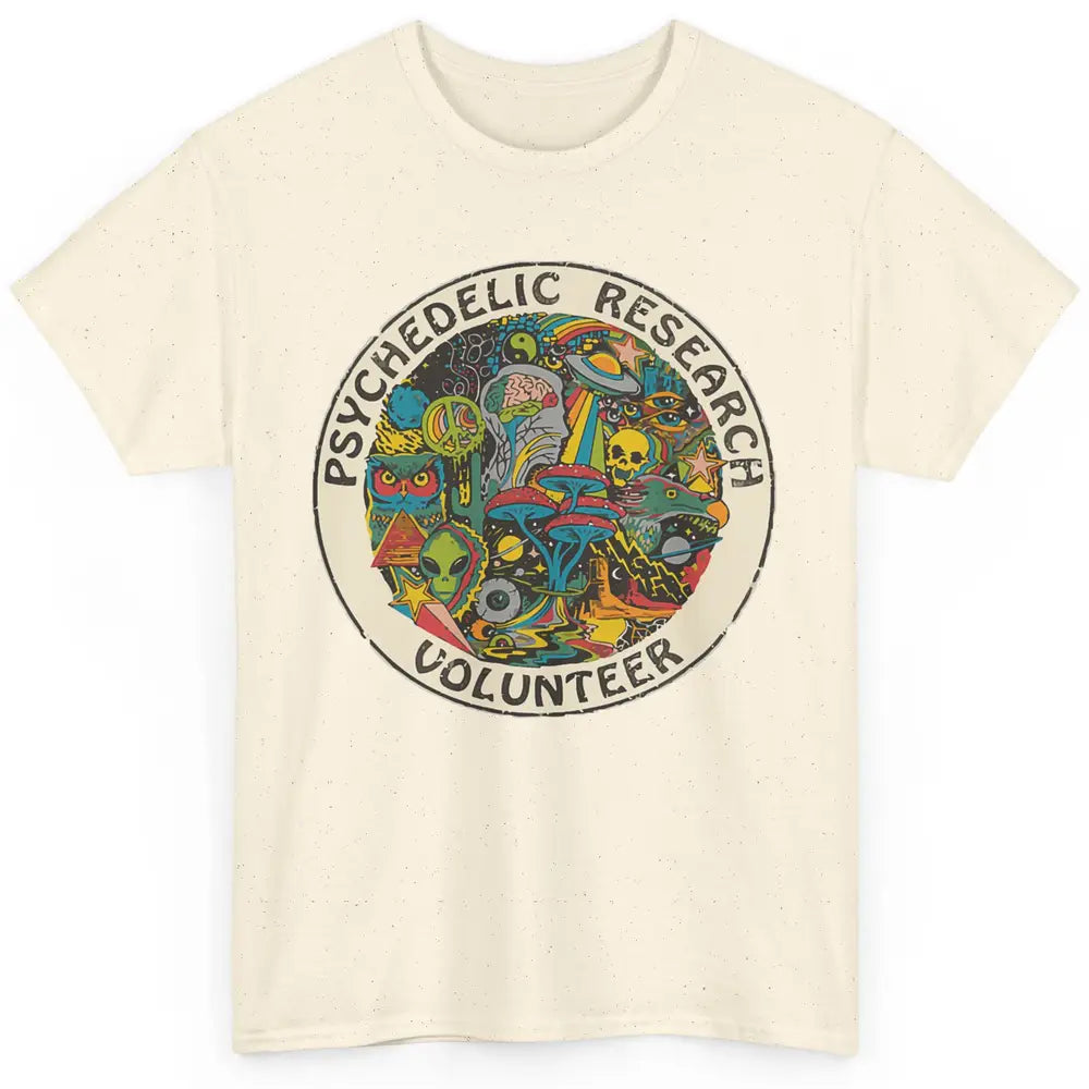 Retro Design Research Volunteer Psychedelic Mushroom Vintage Classic Unisex T-Shirt