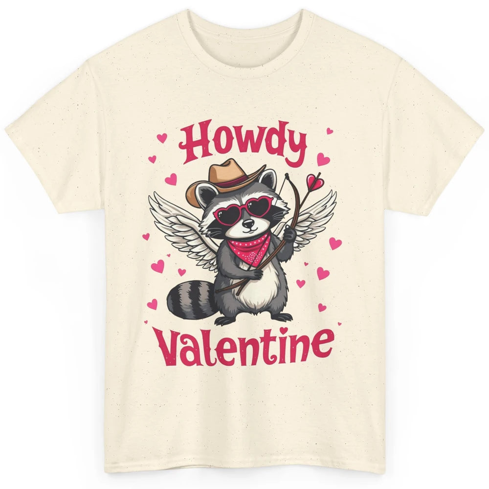 Howdy Valentine Cowboy Hat Cupid Raccoon Funny Opossum Love Heart Cute Western Possum Rodeo Classic Unisex T-Shirt