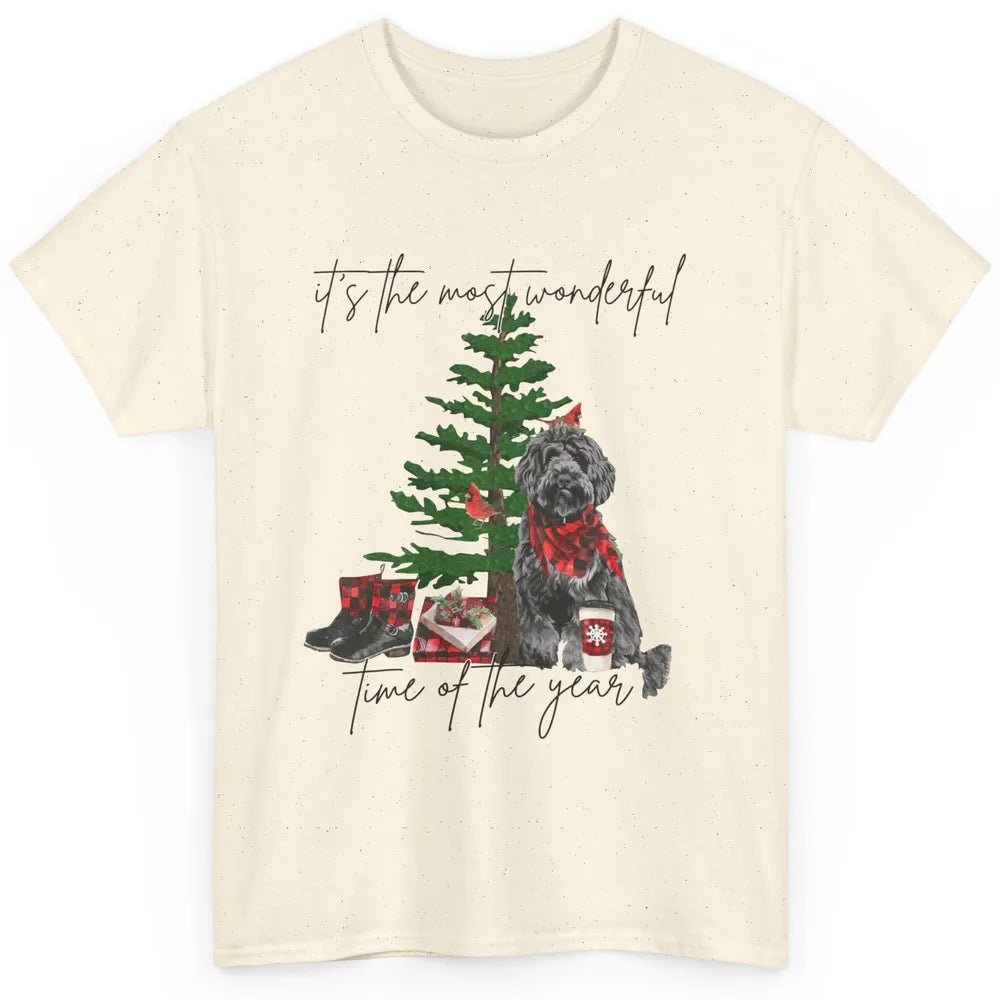 Black Golden Labradoodle Christmas Tree Most Wonderful Time Classic Unisex T-Shirt